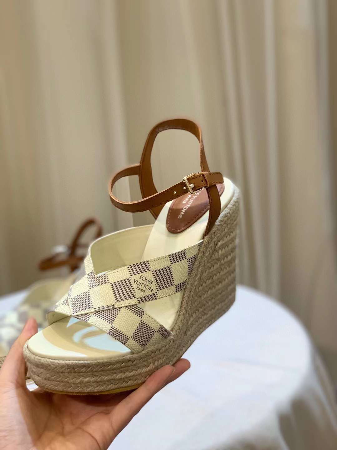 VL Brown Monogram Wedge Heel