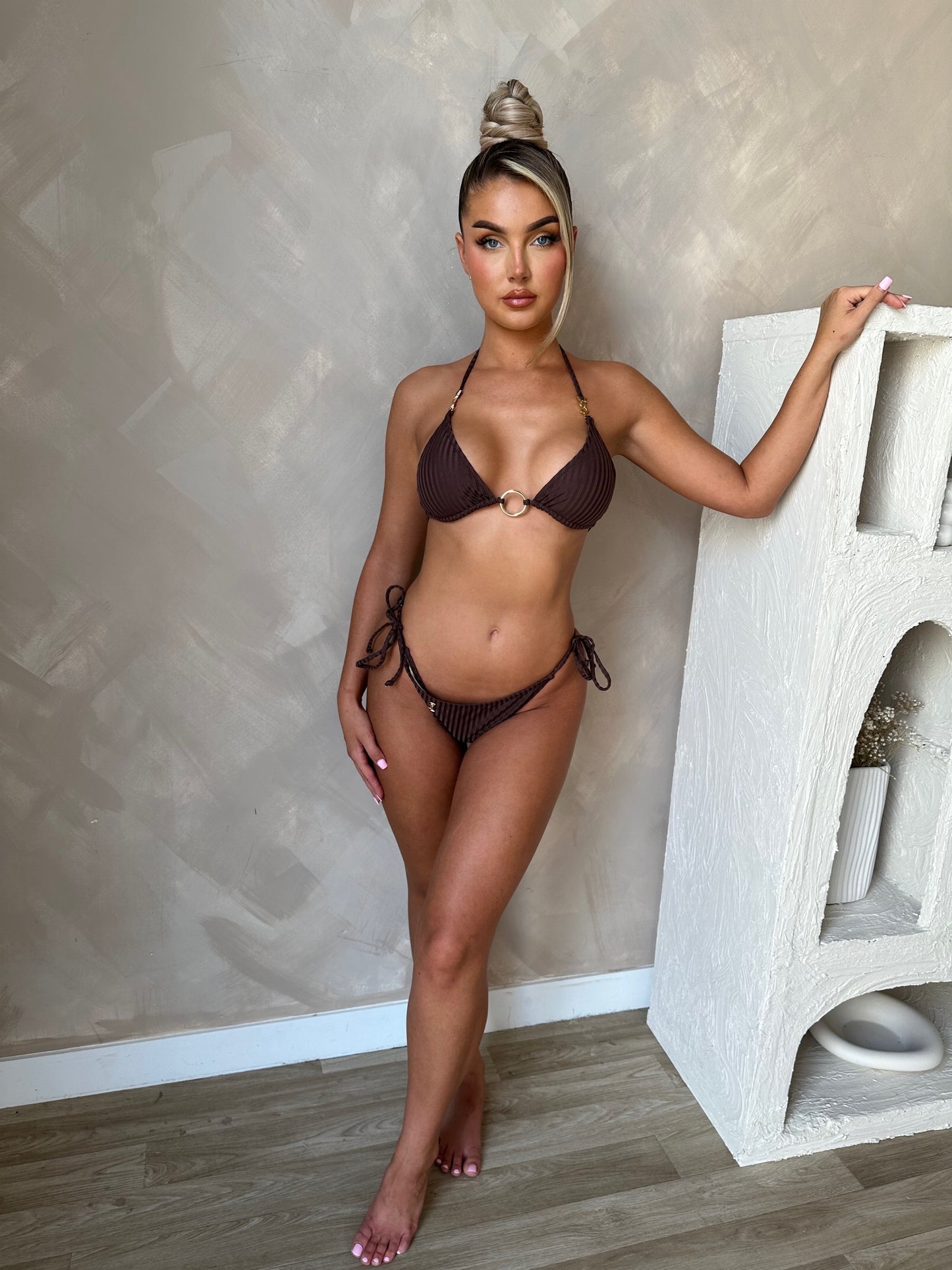 YVL Brown Ribbed Bikini