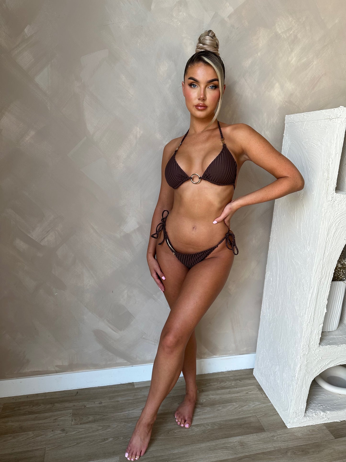 YVL Brown Ribbed Bikini