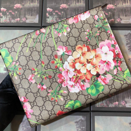 GG Brown Floral Pouch