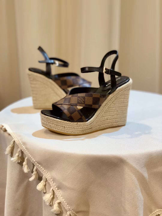 VL Brown Monogram Wedge Heel