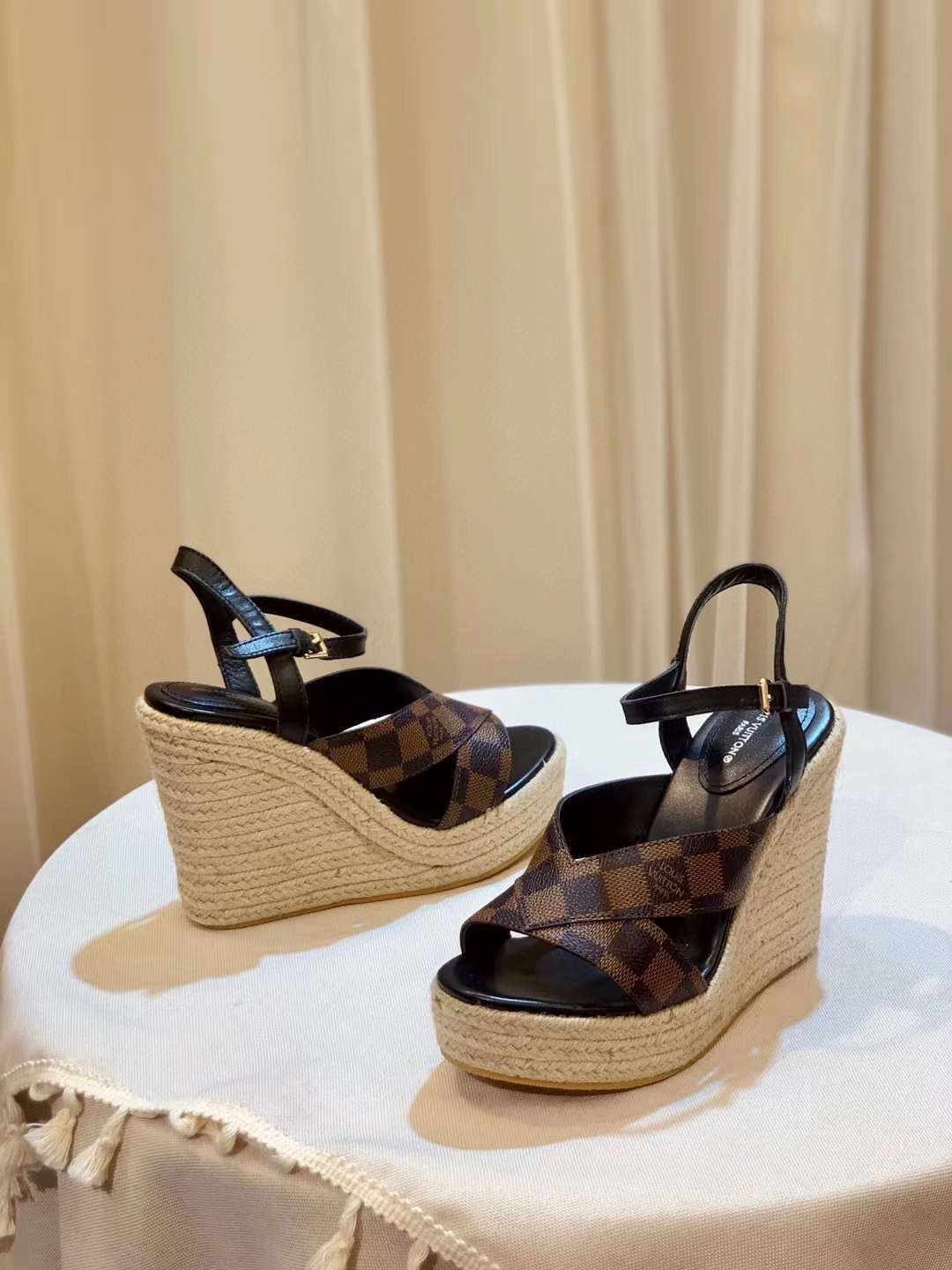 VL Brown Monogram Wedge Heel