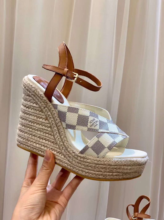 VL Cream Monogram Wedge Heel